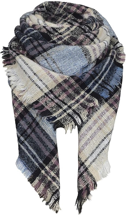 American Trends Women's Cozy Warm Winter Fall Blanket Scarf Stylish Soft Chunky Checked Giant Scarves Shawls