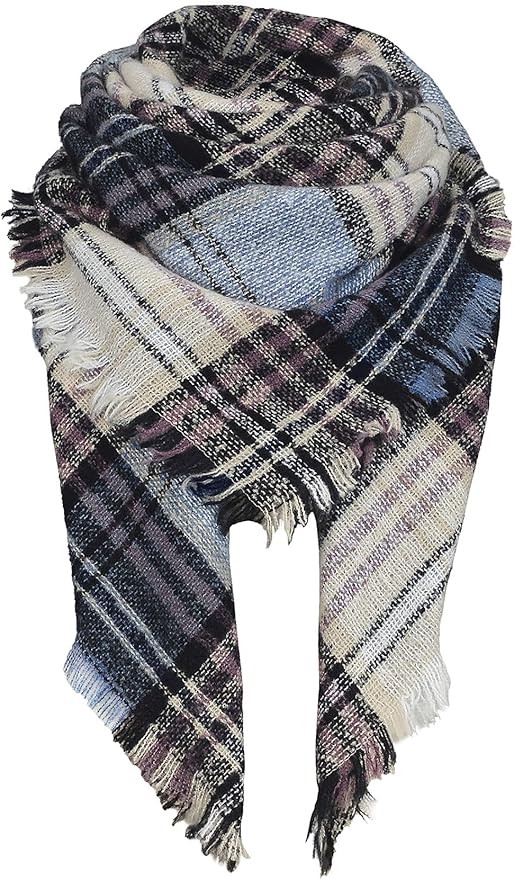 American Trends Women's Cozy Warm Winter Fall Blanket Scarf Stylish Soft Chunky Checked Giant Scarves Shawls