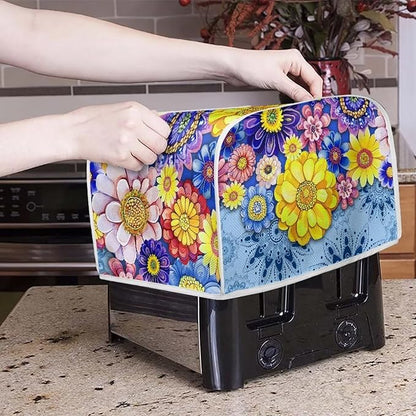 Boho Mandala Floral Toaster Cover 4 Slice Washable Blender Cover Kitchen Small Appliance Dust Cover for Coffee Maker Bread Maker Microwave Oven