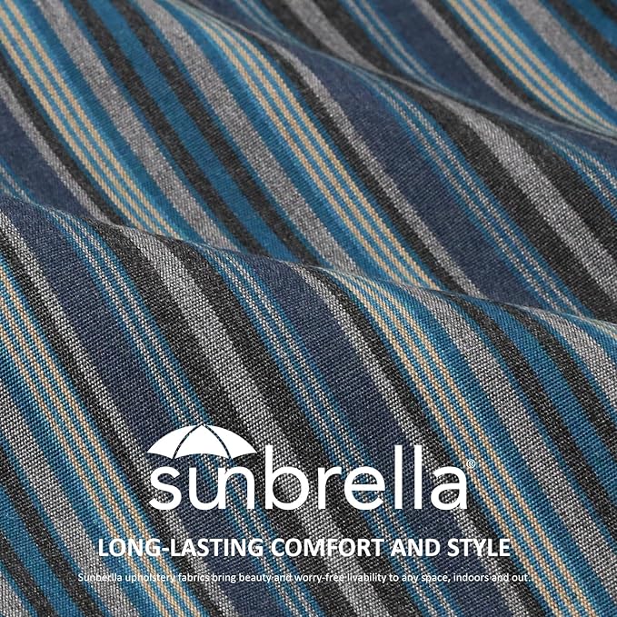 Sunbrella Outdoor High Back Chair Cushion Seat Pads, 44 x 21 Inch Water-Repellent & Fade-Resistant Patio Furniture Cushions with Ties for Adirondack, Rocking Chairs, Troupe Dock