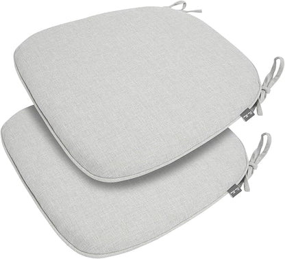 Outdoor Chair Cushions Set of 2,Patio Seat Cushion 17"x16"x2",U-Shaped Dining Chair Cushion 17 by 16 Inch,Water Resistant,Fade-Resistant Chair Pads for Kitchen Garden Furniture(White Gray)