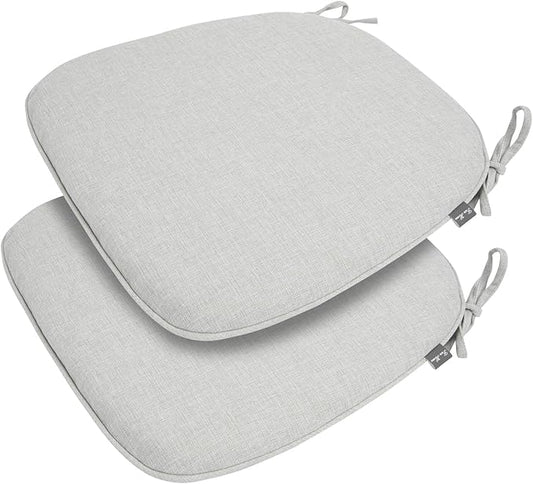 Outdoor Chair Cushions Set of 2,Patio Seat Cushion 17"x16"x2",U-Shaped Dining Chair Cushion 17 by 16 Inch,Water Resistant,Fade-Resistant Chair Pads for Kitchen Garden Furniture(White Gray)
