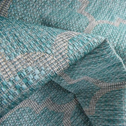 Unique Loom Outdoor Trellis Collection Area Rug (5' 1" x 8' Oval, Aquamarine/ Gray)