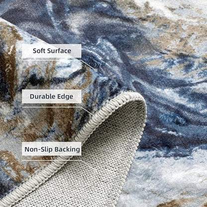 2x8 Runner Rug for Hallways Kitchen Modern Abstract Washable Runner Rug Soft Non Slip Marble Carpet Runner for Laundry Entryway Bedroom Bathroom