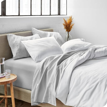 Bare Home Full XL Sheet Set - Luxury 1800 Ultra-Soft Microfiber Full Extra Long Bed Sheets - Double Brushed - Deep Pockets - Easy Fit - 4 Piece Set - Bedding Sheets & Pillowcases (Full XL, Cloud Grey)