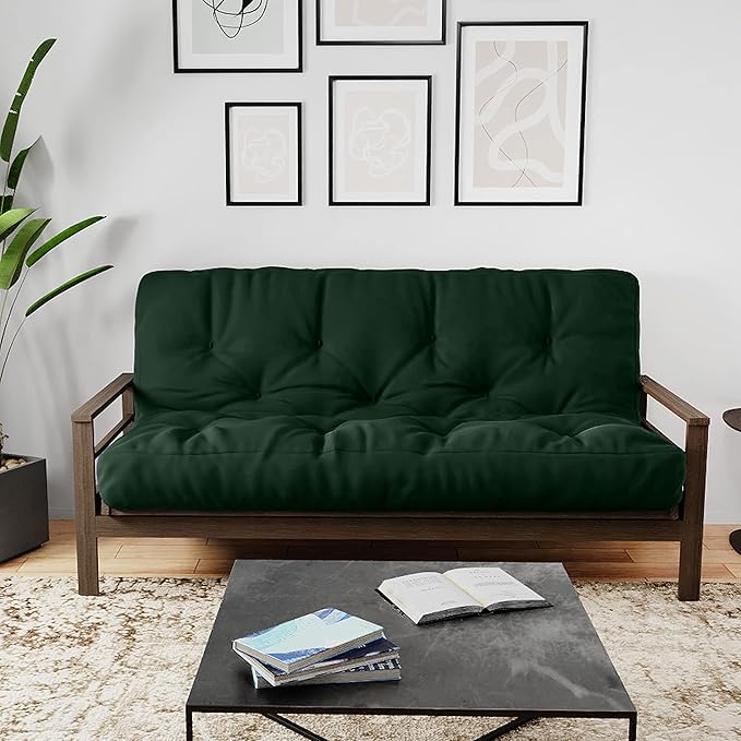 Royal Sleep Products by The Futon Factory 6 inch Foam Futon Mattress - Solid Hunter Green Cover - Full Size - CertiPUR Certified Foams - Made in USA - (Frame not Included)