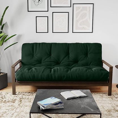 Royal Sleep Products by The Futon Factory 6 inch Foam Futon Mattress - Solid Hunter Green Cover - Full Size - CertiPUR Certified Foams - Made in USA - (Frame not Included)