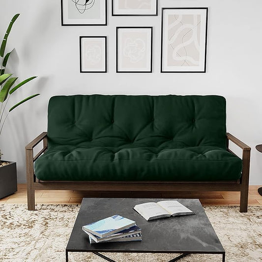 Royal Sleep Products by The Futon Factory 6 inch Foam Futon Mattress - Solid Hunter Green Cover - Full Size - CertiPUR Certified Foams - Made in USA - (Frame not Included)