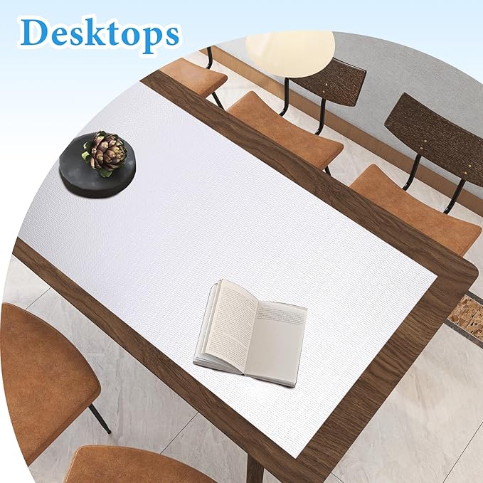 Shelf Liners for Kitchen Cabinets 12in x 20FT Non Adhesive Drawer Liner White Thickened Shelf Liner Paper Strong Non-Slip Easy to Clean for Tool Box Refrigerator with Knife and Tape Measure