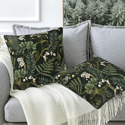 Spring Floral Throw Pillow Covers Set of 2 Green Herbs Botanical Pillow Covers 16x16 Inch Modern Farmhouse Home Decorative Pillow Cases Cushion Cover for Sofa Living Room Office