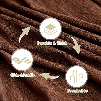 MYSKY HOME Chocolate Couch Cover Non Slip Dog Sectional Sofa Cover for 3 Cushion Couch Sofa Slipcover with Tassels Futon Cover Non Slip Washable Furniture Protector Cover for Pet, Cat, 91"x118"