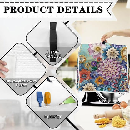 Kitchen Stand Mixer Covers Boho Mandala Flower Mixer Cover Dust Cover Washable Kitchen Appliance Cover for 6-8 Quart Mixers, Keep Your Kitchen Clean