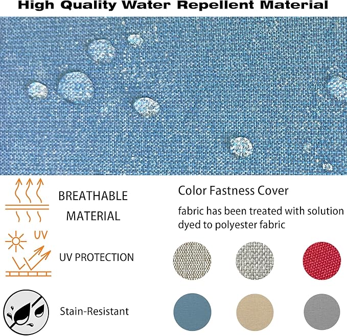 COZYVIDA Outdoor/Indoor 22x24 inch Deep Seat Patio Cushions Set of 2 Resilient Foam Filling Water Repellent Stain-Resistant UV Resistant Weather Resistant Patio Cushions Light Blue