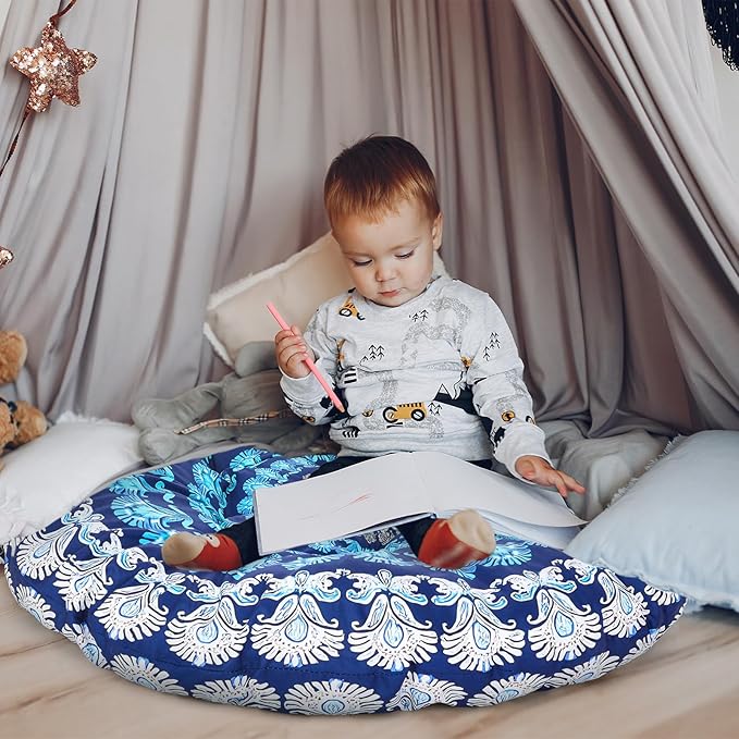 35" Large Mandala Floor Cushion Round Meditation Floor Pillow Cushion for Adults Oversized Playroom Pillows Reading Nook Big Pillow for Sitting Yoga Living Room Sofa Balcony