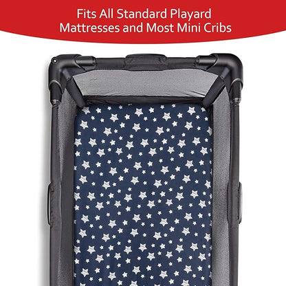 Pack and Play Sheets & Waterproof Terry Pack N Play Mattress Protector Pad Cover 4 Pack, Viscose Terry Pack N Play Sheets Set, Grey & Navy