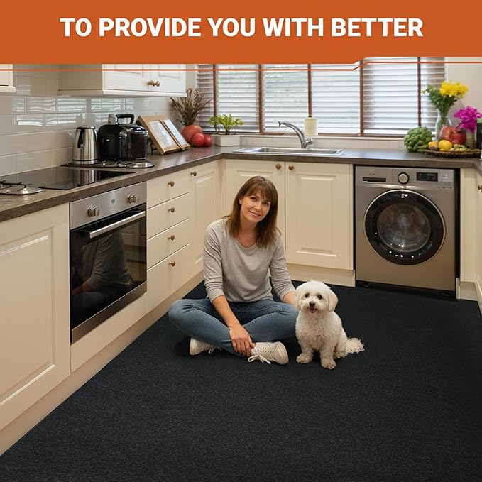 Nisorpa Carpet Runner, 4 x 16.4FT Indoor Outdoor Floor Mat with Non-Slip TPE Rubber Backing Commercial Carpet Runner Hallways Area Rugs for Kitchen Balconies Living Room Dining Room (Dark Gray)