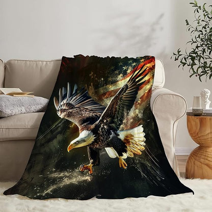 American Eagle Blanket Bald Eagle Throw Blanket Eagle Gifts and Decor American Flag Blanket for Girls Women Boys Men Soft Warm Cozy Fleece Blanket for Couch Sofa Bed 80"x60"