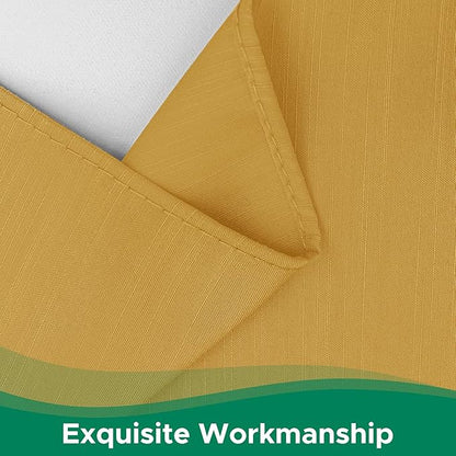 Biscaynebay Wrap Around Bed Skirts for Queen Beds 16" Drop, Gold Adjustable Elastic Dust Ruffles Easy Fit Wrinkle Resistant Silky Luxurious Fabric Machine Washable