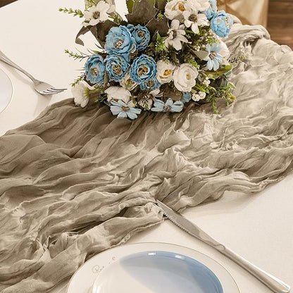 BALCONY & FALCON Nude Cheesecloth Table Runner 10FT 120 Inch Rustic & Boho Farmhouse Gauze Cheese Cloth Runners for Wedding Fall Thanksgiving Christmas Party Baby Shower Birthday Decor
