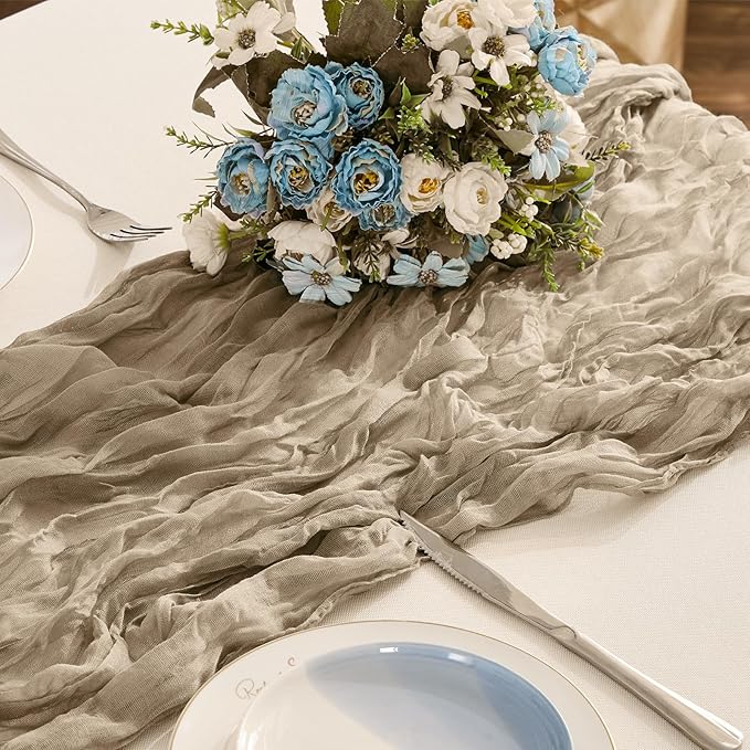 BALCONY & FALCON 2 Pack Nude Cheesecloth Table Runner 10FT 120 Inch Rustic & Boho Farmhouse Gauze Cheese Cloth Runners for Wedding Fall Thanksgiving Christmas Party Baby Shower Birthday Decor