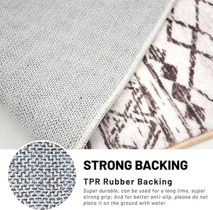KUTA 5x7 Area Rugs Boho Brown Cream Washable Rug Non-Slip, Ultra Soft Geometric Print Distressed Traditional Moroccan Farmhouse Carpet for Living Room Dining Room Bedroom Dorm Office Home Decor