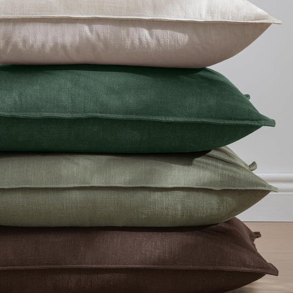 EMEMA Throw Pillow Covers Decorative Linen Pillow Covers 22x22 Inch Light Olive Green Boho Farmhouse Neutral Couch Throw Pillows for Bed Pack of 2 Accent Pillowcase Modern Sofa Cushion Livingroom Home