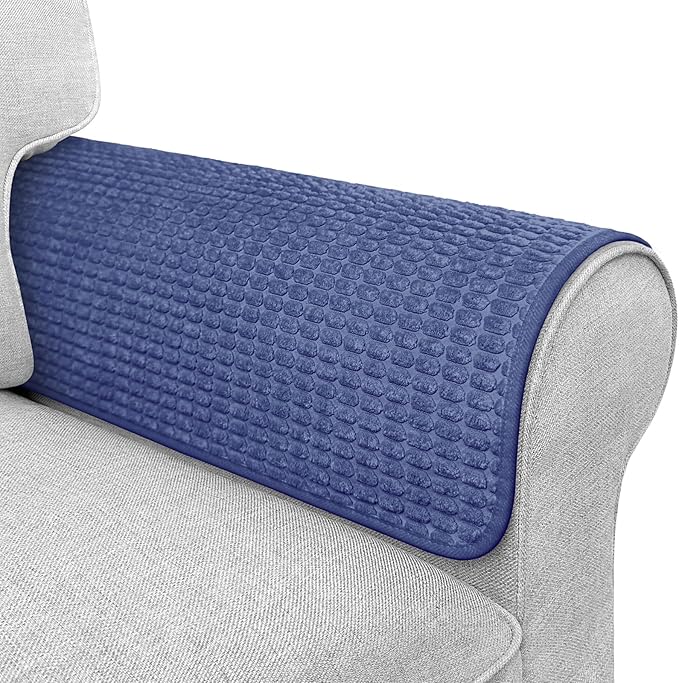 Couch Arm Covers, Sofa Arm Covers, Waterproof Armrest Cover for Sofa, Armchair, Loveseat, Headrest Cover, Non-Slip Recliner Arm Cover, Arm Chair Covers Set of 2 (Navy Blue, 19"×19")