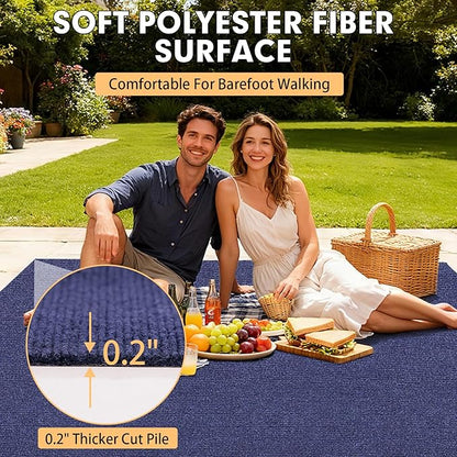 Marine Carpet,5 FT x 10 FT Deep Blue Indoor Outdoor Carpet 0.2" Thick Boat Carpet with Water-Proof TPE Backing, Non-Slide Outdoor Marine Carpet Roll for Home, Patio, Porch, Deck