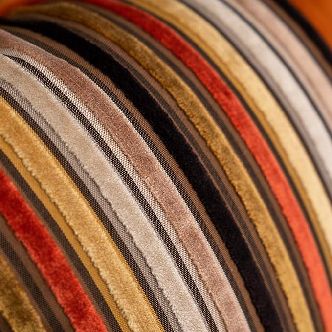 Yangest Orange Striped Patchwork Throw Pillow Cover Gold Leather Cushion Cover Zippered Rectangular Pillowcase for Sofa Couch Bedroom Living Room Home Decoration, 12x20 Inch