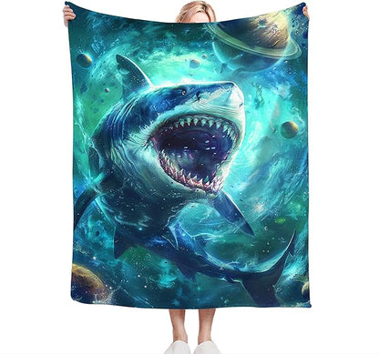 Funny Shark Blanket Fantasy Shark Throw Blanket Shark Gifts and Decor Shark Blanket for Girls Women Men Boys Soft Warm Cozy Fleece Blanket for Couch Sofa Bed 80"x60"