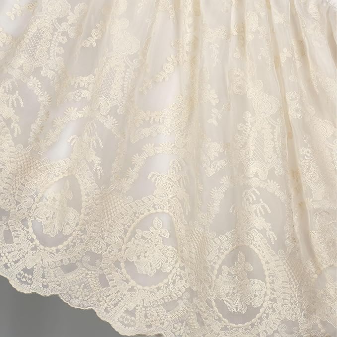 Cameo Lace Luxury Washable Polyester Bedding Set | Vintage Elegant | Pearl | Scroll Leaf Floral Cameo Quilting Embroidered | Set of Three: Full Bedspread and Two Standard Shams