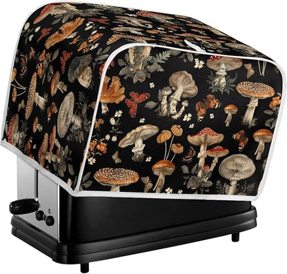 Mushroom Printed 2 Slice Kitchen Machine Covers, Dustproof Toaster Cover Fits Most Standard Toaster, Small Kitchen Appliance, Bread Maker Protector