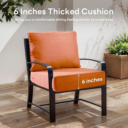 6" Thicker Outdoor Chair Cushion 7 Sets - 24" *24" *6" Waterproof Patio Furniture Cushions with Removable Cover, 28D High Density Sponge Filling Thicken Outdoor Patio Cushions - Orange