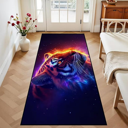 Galaxy Tiger Rug 3D Fierce Tigers Area Rugs for Bedroom Living Room Playroom Gameroom Boys Kids Fire Glitter Carpet Throw Rugs Floor Mat 79 in x 39 in