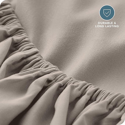 Fitted Bottom Sheet Twin Size - Premium 1800 Microfiber - Ultra-Soft Hotel Luxury - Deep Pocket - Durable and Long Lasting - Fitted Sheet (Twin, Khaki)