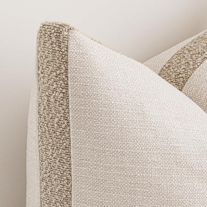 a moment Loop Yarn Linen-Like Pillow Cover Natural Soft Decorative Throw Pillow Case Farmhouse 12x20 Inch, Bohemian Textured Cushion Cover for Sofa Bed, Wrinkle-Resistant Home Decor Beige