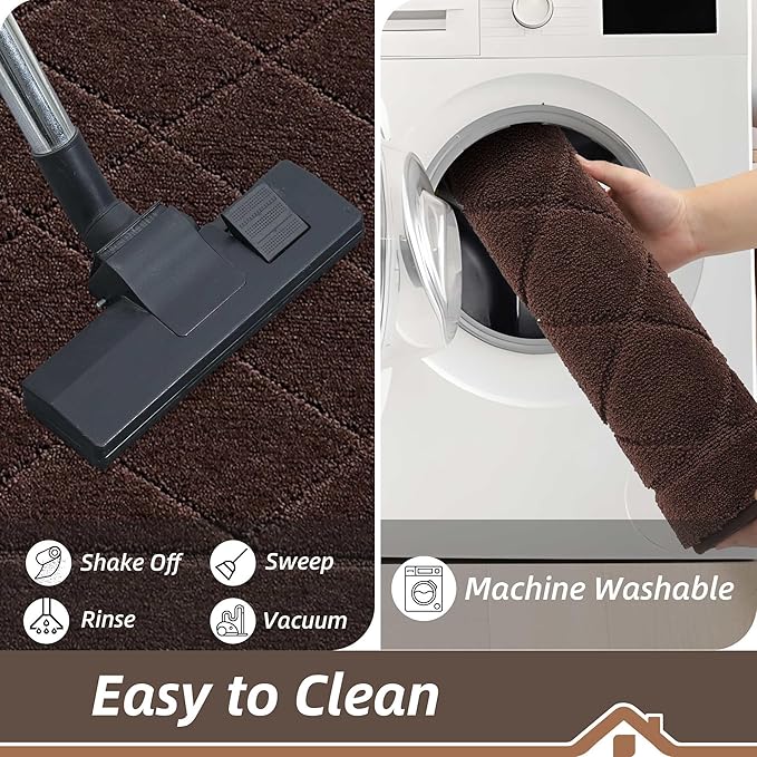 BEQHAUSE Dirt Trapper Door Mat 32" x 72", Doormat Non-Slip Entryway Rugs Washable, Dog Door Mat Stain Resistant and Absorbent Welcome Floor Mat for Front Back Door, Muddy Wet Shoes & Paws, Brown