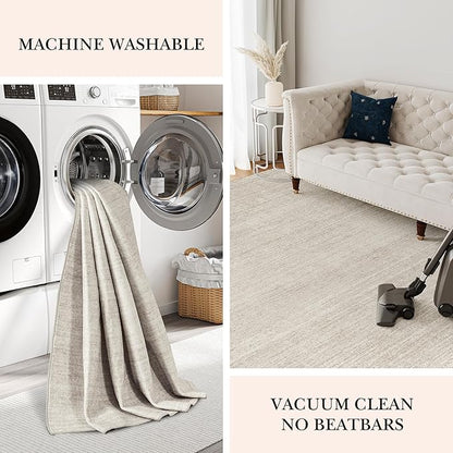 Valenrug Washable Rugs 2x6 - Stain Resistant 2x6 Area Rugs for Living Room, Non Slip Backing Large Area Rugs for Bedroom, Folable Machine Washable Area Rug (2'x6', Beige)