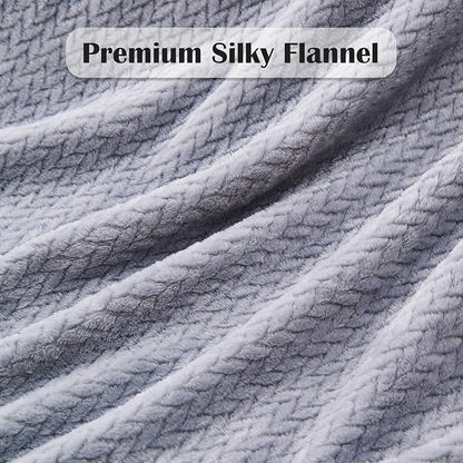 NEWCOSPLAY Super Soft Twin Blanket Grey Premium Silky Flannel Fleece Leaves Pattern Lightweight Bed Blanket All Season Use (Grey, Twin(60"x80"))