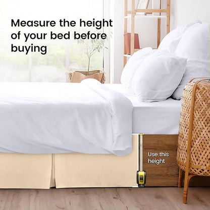 Utopia Bedding Twin Bed Skirt - Soft Quadruple Pleated Ruffle - Easy Fit with 15 Inch Tailored Drop - Hotel Quality, Shrinkage and Fade Resistant (Twin, Beige)