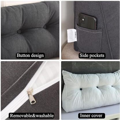 SAMTY Triangular Wedge Pillow headboard Full Size for Couch Large headboard Pillow with Removable Cover Back Rest Pillows for Sitting up in Bed
