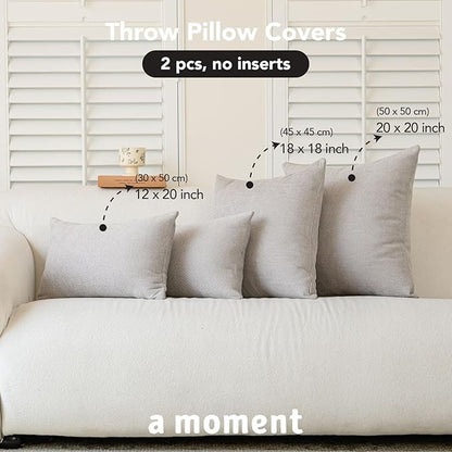 a moment Pack of 2 Decorative Chenille Throw Pillow Covers with Twill Cushion Covers for Sofa Living Room Couch Bed 20x20 Inch Grey