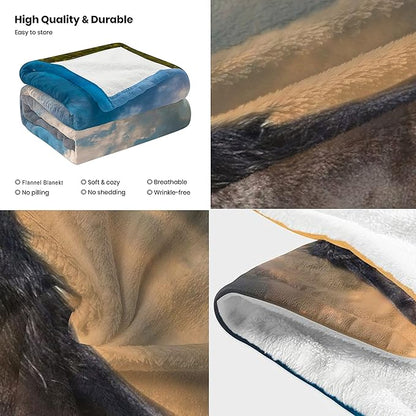Strong Horse Throw Blanket for Couch, Super Soft Fuzzy Throws Warm Comfortable Plush Fleece Blanket, Fashion Decorative Flannel Fleece Blanket for All Season(50 x 60 in, Strong Horse)