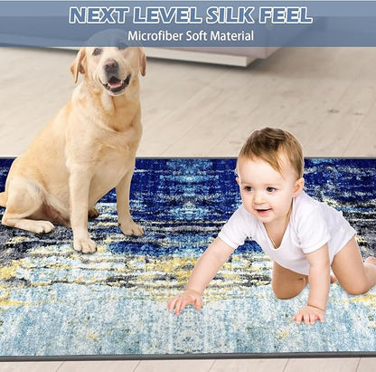 Runner Rug Washable 3x49 FT, Non Slip Rubber Backing Abstract Carpet, Soft Area Rugs for Bedroom Kitchen Hallway Entryway Bathroom, Customized