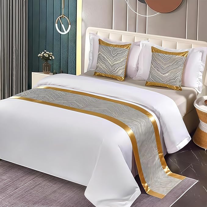 Bed Runner for Guest Room，Luxury Bed Runner，Wedding Bed Runner，Embroidered Bed Runner，Breathable Washable，Hotel Decor，Bed Decorations ，for Home Hotel Decorations(E,50 * 210cm)