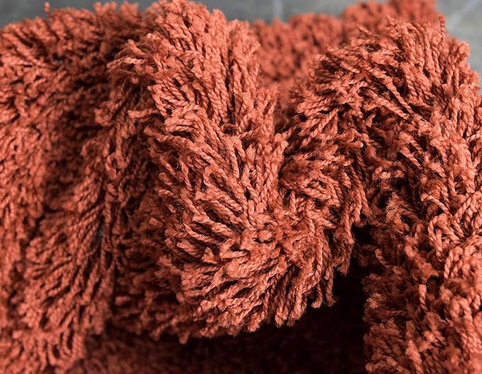 Unique Loom Solid Shag Collection Area Rug (3' 3" x 5' 3" Rectangle, Terracotta)