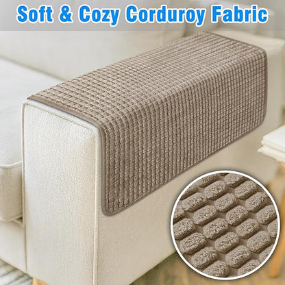 Couch Arm Covers, Sofa Arm Covers, Waterproof Armrest Cover for Sofa, Armchair, Loveseat, Headrest Cover, Non-Slip Recliner Arm Cover, Arm Chair Covers Set of 2 (Brown, 23"×19")
