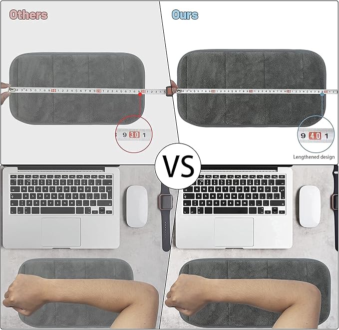 2 Sets Upgrade Computer Wrist Elbow Pad, DILIBRA Portable Memory Foam Arm Wrist Rest Pillow, Soft and Anti-Slip Wrist Support Mat for Keyboard Desktop Office Gaming - Alleviate Elbow Pain
