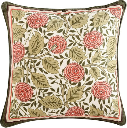 Square Throw Pillow Covers,Brown Cozy Velvet Farmhouse with Daisy and Leaves Floral Pattern Pillowcases,Decoration Pillows Cushion Covers for Couch Sofa Bed Car Chair,18"x18"
