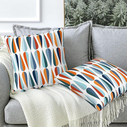 Mid-Century Drop Shapes Throw Pillow Cover Case Modern Retro Style Throw Pillows Set of 2 Super Soft Pillow Covers 16x16 Inches Farmhouse Home Decor for Living Room Bedroom Sofa Couch Cushion Cover